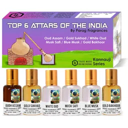 Parag fragrances Top Attars Collection Of India/Alcohol Free Attar Gift Pack (Top 6 Attars Of India, Oudh,White Oud,Musk Safi, Unisex Adult, Liquid) image 1