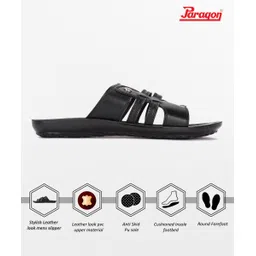 paragon Men PUK2228G Men's Slip-on Black Sandals for Men | Comfortable Sole & Durable Sandal image 2