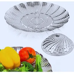 paramdhyey Steamer Insert Vegetable Kitchen Fruit Food Basket Mesh Steamer Rack Cookware Stainless Steel Fruit & Vegetable Basket-picture-12