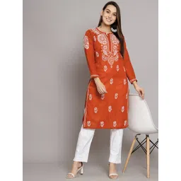 PARAMOUNT CHIKAN Chikankari Embroidered Cotton Kurta image 2