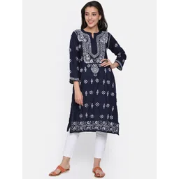 PARAMOUNT CHIKAN Embroidered Chikankari Ethnic Motifs Kurta-picture-23
