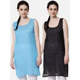 PARAMOUNT CHIKAN Women Black & Blue Pack of 2 Cotton Camisoles-picture-11