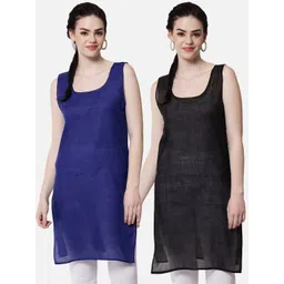 PARAMOUNT CHIKAN Women Black & Royal Blue Pack of 2 Cotton Camisoles-picture-40