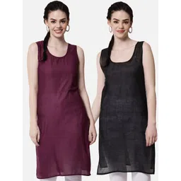 PARAMOUNT CHIKAN Women Black & Wine Pack of 2 Cotton Camisoles-picture-41