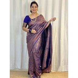 Parampara Ethnic Ethnic Motifs Woven Design Pure Silk Banarasi Saree With Blouse Piece-picture-16