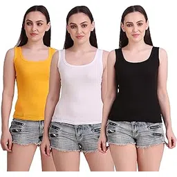 paras Women's & Girl's Cotton & Lycra Camisole (Pack of 3) (PT-3TANK_White, Black & Yellow_XX-Large)-picture-41