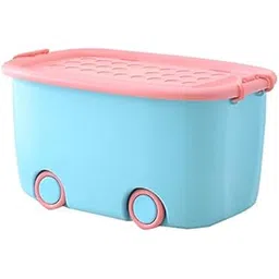 PARASNATH 45 Litre Blue Pink Colour Rolling Storage Container Box – Storage Unit With Flexible Wheels, Secure Locking Lid-picture-5