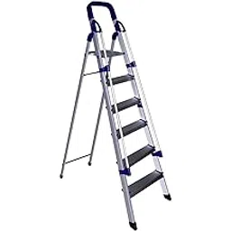 PARASNATH 6 Step Railing Maple Ladder Blue Silver Colour Step Ladder Mild Steel Ladder with Aluminium Steps Ladder for Home - Made in India-picture-3