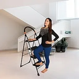 Parasnath Black Colour Heavy Folding Ladder with Wide Steps Milano 4 Steps 4.1 Ft Ladder-picture-21
