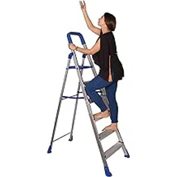 Parasnath Maple 6 Step Light Weight Aluminium Step Ladder 6.2 Ft Heavy Duty Folding Ladder Made in India-picture-0