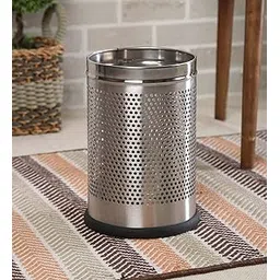 PARASNATH Stainless Steel Perforated Open Dustbin - Silver, 5 L (7"X10" Inch)-picture-15