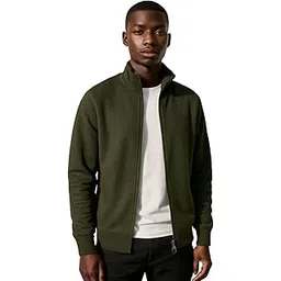 parcel yard Men's Full Zip Sweatshirt No Hood Hoodies Casual Cardigan Lightweight Cotton Hoody Fashion Stylish Jacket for Men-picture-37