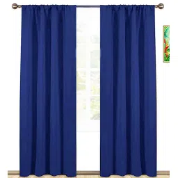parda online Blue Polyster Solid 5ft Blackout Rod Pocket Window/Door (2 Pc) image 1