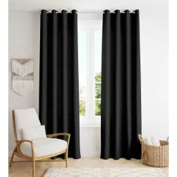 parda online Black Polyster Solid 5ft Blackout Eyelet Window/Door (2 Pc)-picture-24