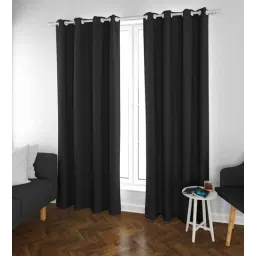 parda online Black Polyster Solid 7ft Blackout Eyelet Window/Door (1 Pc)-picture-31