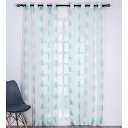 parda online Blue & White Polyster Abstract 5ft Sheer Eyelet Window/Door (2 Pc)-picture-29