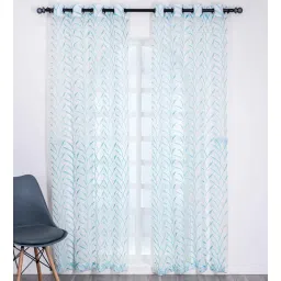 parda online Blue Polyster Tradiional 5ft Sheer Eyelet Window/Door (1 Pc)-picture-18