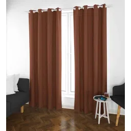 parda online Brown Polyster Solid 7ft Blackout Eyelet Window/Door (2 Pc)-picture-33