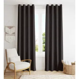parda online Dark Brown Polyster Solid 7ft Blackout Eyelet Window/Door (1 Pc)-picture-32