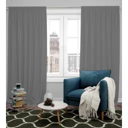 parda online Dark Grey Polyster Solid 9ft Blackout Rod Pocket Window/Door (2 Pc)-picture-19