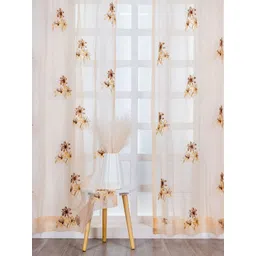 Parda Online Gold-Toned & Brown Set of 2 Floral Sheer Long Door Curtain-picture-16