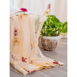 Parda Online Gold-Toned & Red Set of 2 Floral Sheer Window Curtain image 5