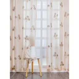 Parda Online Gold-Toned Set of 2 Floral Sheer Door Curtain-picture-20