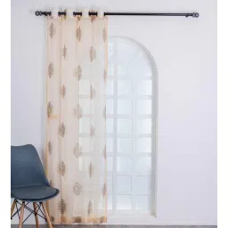 parda online Golden & Brown Polyster Abstract 9ft Sheer Eyelet Window/Door (2 Pc)-picture-14