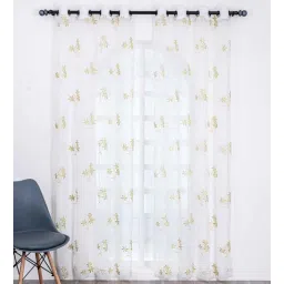 parda online Green Polyster Floral 7ft Sheer Eyelet Window/Door (1 Pc)-picture-26