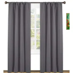 parda online Grey Polyster Solid 7ft Blackout Rod Pocket Window/Door (2 Pc)-picture-20