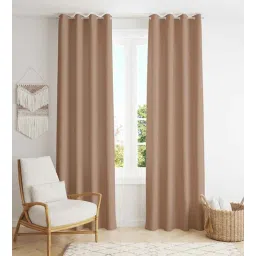 parda online Ivory Beige Polyster Solid 5ft Blackout Eyelet Window/Door (2 Pc)-picture-25