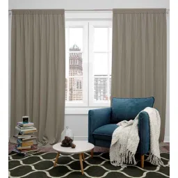 parda online Latte Brown Polyster Solid 7ft Blackout Rod Pocket Window/Door (2 Pc)-picture-28