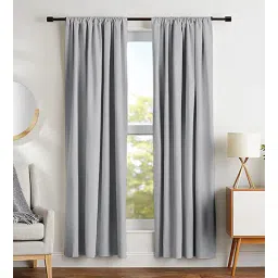 parda online Light Grey Polyster Solid 7ft Blackout Rod Pocket Window/Door (1 Pc)-picture-17