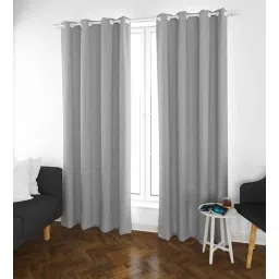 parda online Light Grey Polyster Solid 9ft Blackout Eyelet Window/Door (2 Pc)-picture-29