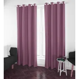 parda online Purple Polyster Solid 9ft Blackout Eyelet Window/Door (2 Pc)-picture-18