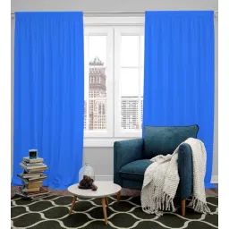 parda online Sky Blue Polyster Solid 5ft Blackout Rod Pocket Window/Door (1 Pc)-picture-13