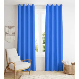 parda online Sky Blue Polyster Solid 7ft Blackout Eyelet Window/Door (2 Pc)-picture-26