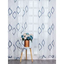 Parda Online White & Blue Embroidered Sheer Window Curtain-picture-41