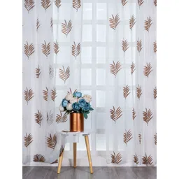 Parda Online White & Brown 2 Pieces Ethnic Motifs Sheer Window Curtain-picture-34