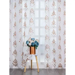 Parda Online White & Brown Set of 2 Embroidered Sheer Window Curtain-picture-42