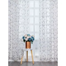 Parda Online White & Brown Set of 2 Ethnic Motifs Sheer Long Door Curtain-picture-25