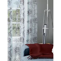 Parda Online White & Brown Set of 2 Floral Sheer Door Curtain-picture-28