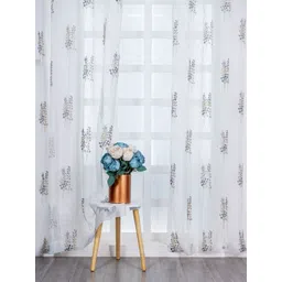 Parda Online White & Grey Set of 2 Floral Sheer Door Curtain-picture-22