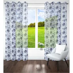 Violet Polyster Floral 7ft Sheer Eyelet Window/Door (2 Pc)-image-40