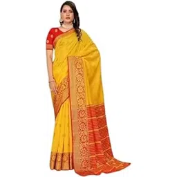 PARI PRINTS Women's Cotton Silk Saree with Embellished Work & Jacquard work Blouse material of cotton silk Banarasi Saree Design No Bb_Saree-Parent-picture-32