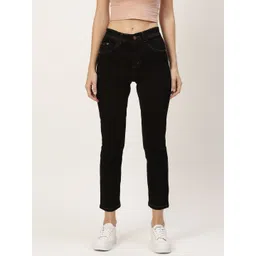 PARIS HAMILTON Women Black Boyfriend Fit High-Rise Stretchable Jeans-picture-39