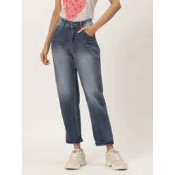 PARIS HAMILTON Women Blue Boyfriend Fit High-Rise Heavy Fade Acid Wash Stretchable Jeans-picture-29