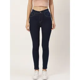 PARIS HAMILTON Women Navy Blue Skinny Fit High-Rise Stretchable Jeans-picture-36