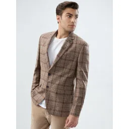 park avenue Men Regular Fit Solid Pattern Poly Wool Blend Notch Lapel Full Sleeve Formal Blazer image 2