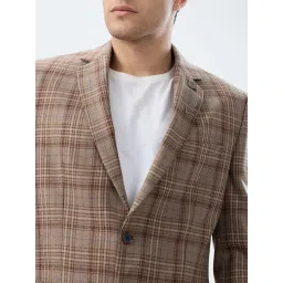 park avenue Men Regular Fit Solid Pattern Poly Wool Blend Notch Lapel Full Sleeve Formal Blazer image 5